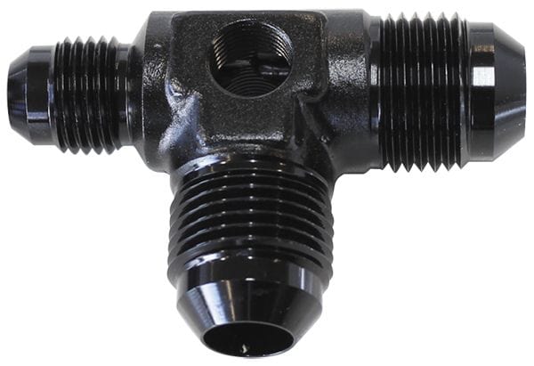 Aeroflow Performance -8AN x 2, -6AN x 1, Black Finish Aeroflow Flare AN Stepped Tee with 1/8" NPT Ports AF824-06-08BLK SR