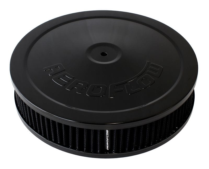 Aeroflow Performance 9" x 2", 5-1/8" neck, black washable cotton element Aeroflow Black Air Filter Assembly AF2251-1110 SR