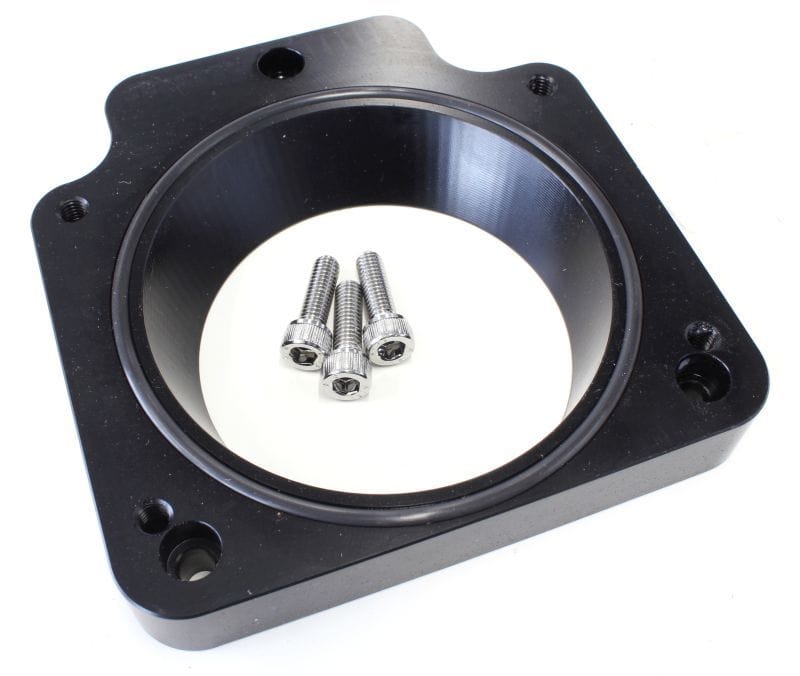Aeroflow Performance Adapts 90mm Throttle Body AF64-2069 to early 3 bolt LS manifolds, Bla Aeroflow Throttle Body Adapters AF64-2088BLK SR