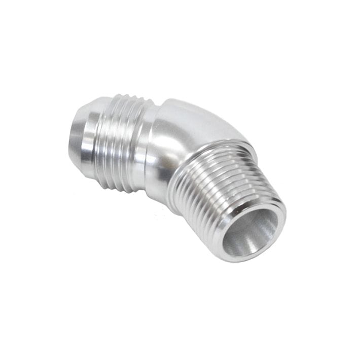 Aeroflow Performance Aeroflow 1NPT / 20AN / Silver 45° NPT to AN Full Flow Adapter AF523 SR