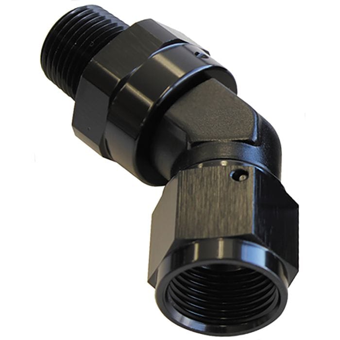 Aeroflow Performance Aeroflow Fittings 3/4NPT / 16AN / Black 45° NPT Swivel to Male AN Flare Adapter AF919 SR
