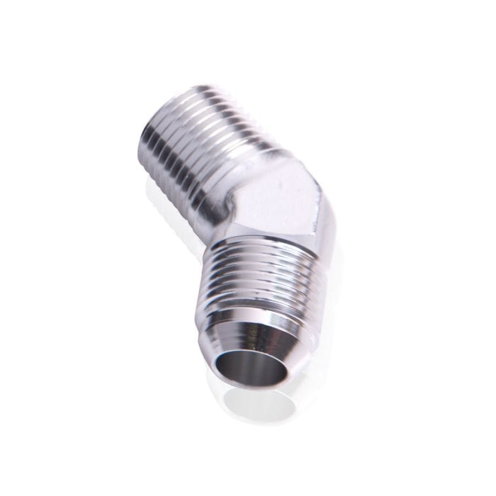 Aeroflow Performance Aeroflow Fittings 3/4NPT / 16AN / Silver 45° NPT to Male Flare Adapter AF823 SR