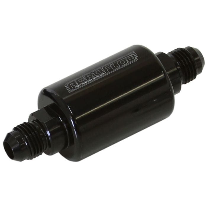 Aeroflow Performance Aeroflow Fittings Billet Fuel Filter AF66-205240 micron Stainless Steel element, 1.25" x 3" L SR