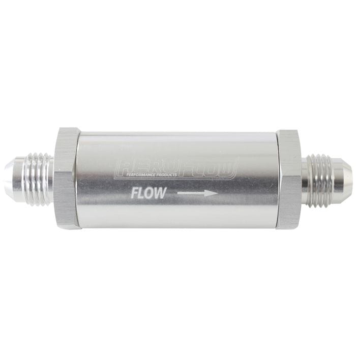 Aeroflow Performance Aeroflow Fittings Long Inline Fuel & Oil Filter
 Includes 30 Micron Element, 3" Long, 1" O.D SR