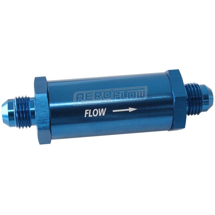 Aeroflow Performance Aeroflow Fittings Long Inline Fuel & Oil Filter
 Includes 30 Micron Element, 3" Long, 1" O.D SR