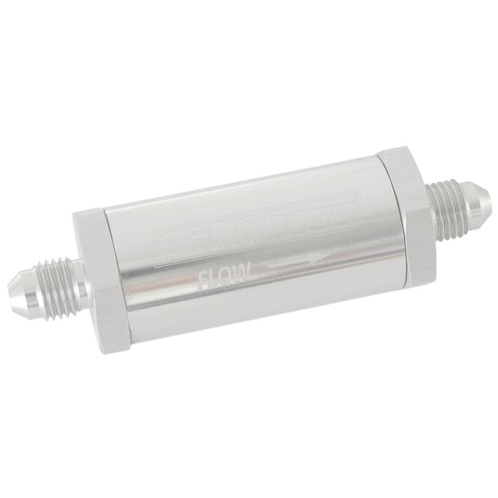 Aeroflow Performance Aeroflow Fittings Long Inline Fuel & Oil Filter
 Includes 30 Micron Element, 3" Long, 1" O.D SR