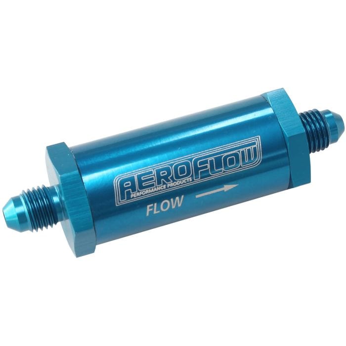 Aeroflow Performance Aeroflow Fittings Long Inline Fuel & Oil Filter
 Includes 30 Micron Element, 3" Long, 1" O.D SR