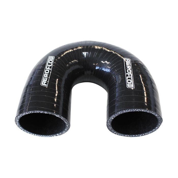 Aeroflow Performance Aeroflow Gloss Black 180° Silicone Elbow Hose AF9206
 3-Ply, 4.5mm Wall Thickness, 100mm Leg SR
