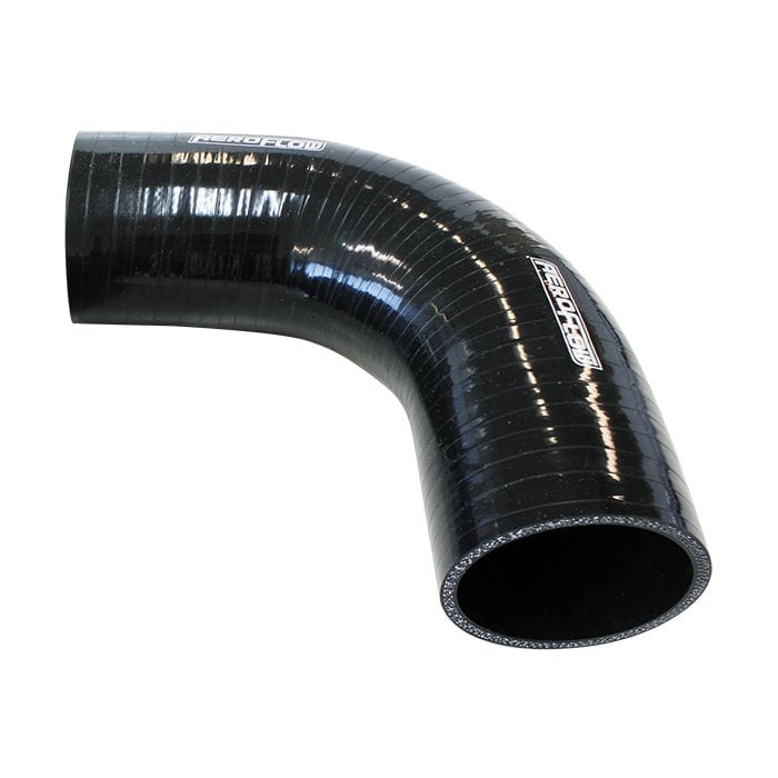 Aeroflow Performance Aeroflow Gloss Black 90° Silicone Elbow Hose AF9203
 3-Ply, 4.5mm Wall Thickness, 145mm Leg SR