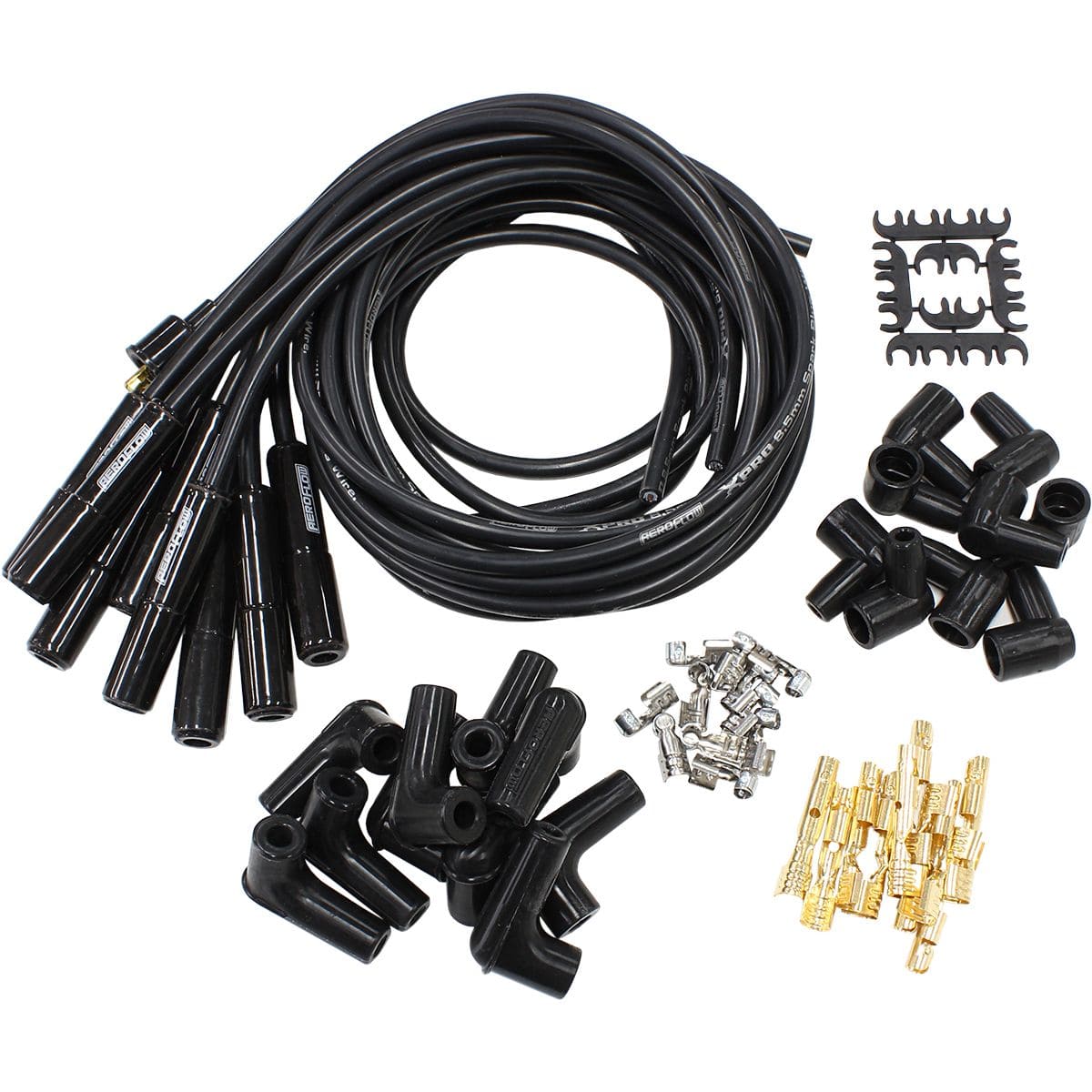 Aeroflow Performance Aeroflow Ignition AF4038-31193C XPRO Universal Ignition Lead Set with Ceramic Straight Boots AF4038-31193C SR