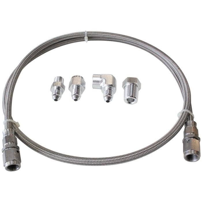 Aeroflow Performance Aeroflow Silver Stainless Steel Braided Line Gauge Kit -4AN 
 3ft Hose Length with Fittings SR