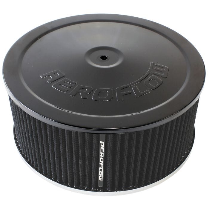 Aeroflow Performance Air Filters AF2251-1364 Black Air Filter Assembly
 9" x 4", 7-5/16" neck,Flat Base with black washable cotton element SR