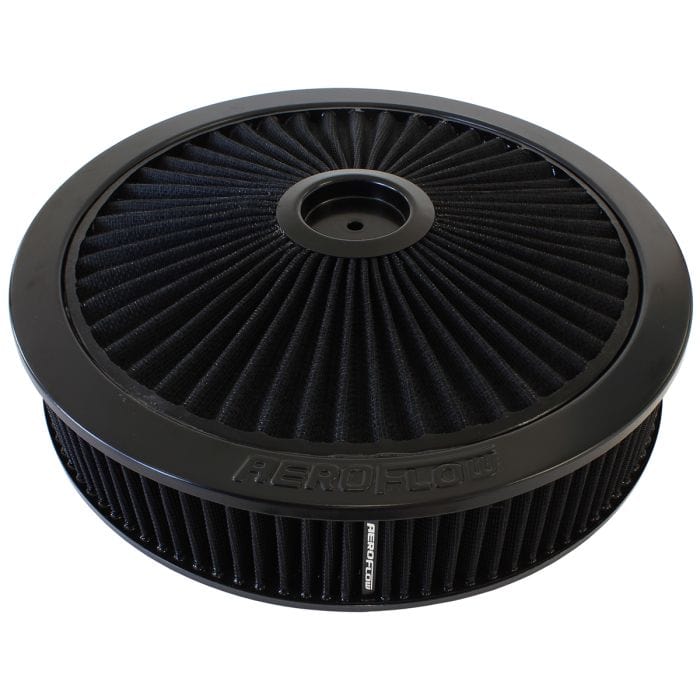 Aeroflow Performance Air Filters AF2251-3040 14" x 3" Full Flow Air Filter Assembly, Black
 1-1/8" Drop Base. Washable Cotton Element. Fits 5-1/8" Neck SR