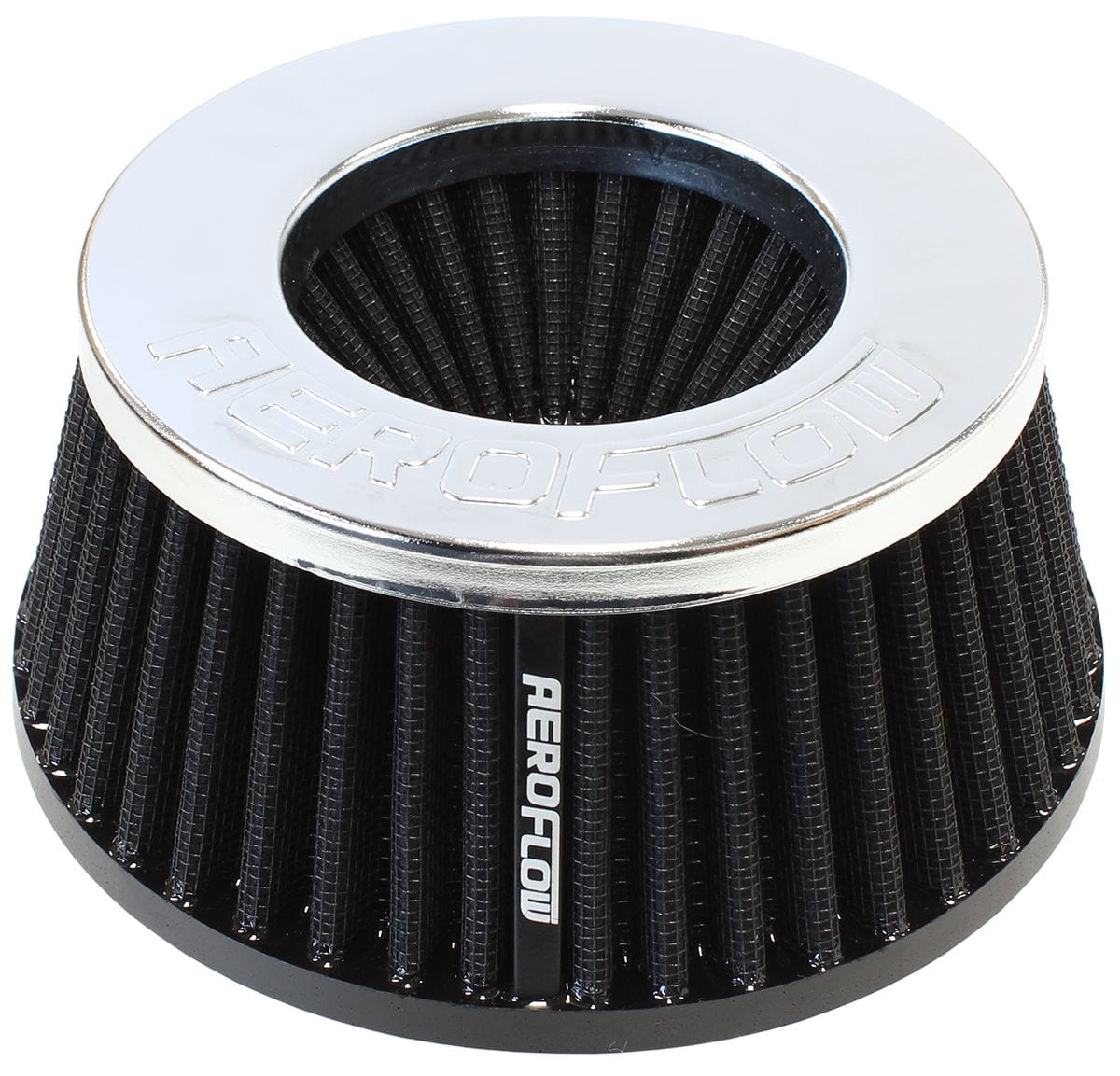 Aeroflow Performance Air Filters AF2811-9500 Universal 4" (102mm) Steel Top Inverted Tapered Pod Filter with Chrome End SR