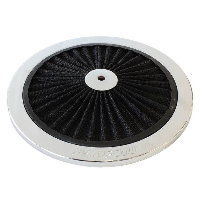 Aeroflow Performance Air Filters AF2851-0901 Chrome Full Flow Air Filter Top Plate  
9" diameter, black washable cotton element SR