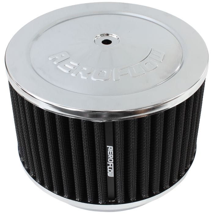 Aeroflow Performance Air Filters AF2851-3981 Chrome Air Filter Assembly
 6-3/8" x 4", 5-1/8" neck, black washable cotton element SR