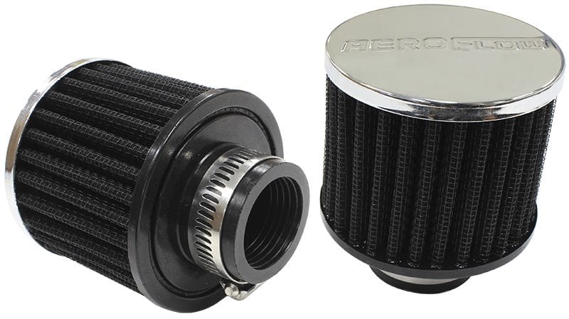 Aeroflow Performance Air Filters AF2871-1390 Chrome Clamp On Breather
 3" (76.2mm) O.D. x 2-1/2" (63.5mm) High, 1-1/4" (31.75mm) Flange Inside Diameter SR