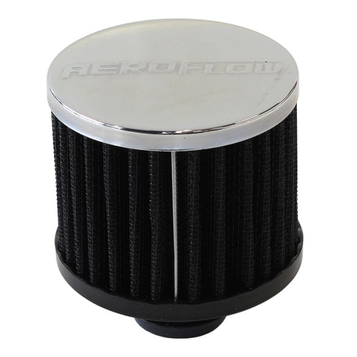 Aeroflow Performance Air Filters AF2871-1440 Chrome Clamp On Breather
 3" (76.2mm) O.D. x 2-1/2" (63.5mm) High, 1-3/8" (34.9mm) Flange Inside Diameter SR