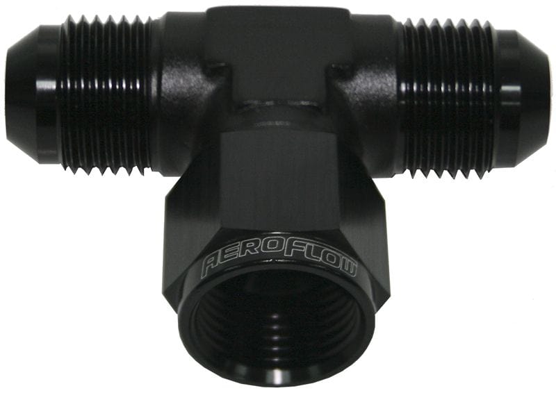 Aeroflow Performance Black Finish Aeroflow AN Tee Female Swivel On Side -12AN AF144-12BLK SR