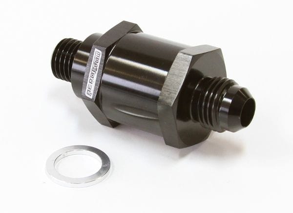 Aeroflow Performance Black Finish Aeroflow EFI Fuel Pump Check Valve -8AN (M12 x 1.5mm) AF615-08BLK SR