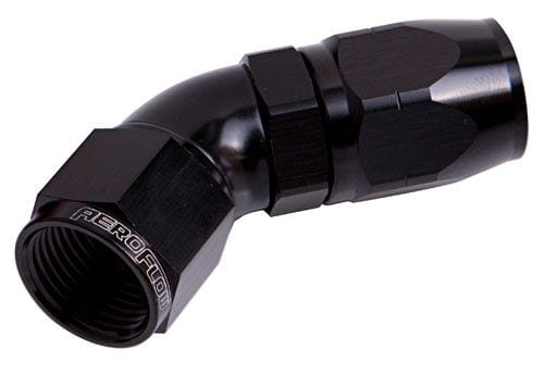 Aeroflow Performance Black Finish. Suits 100 & 450 Series Hose Aeroflow 550 Series Cutter One-Piece Full Flow Swivel 45° Hose End -20AN AF552-20BLK SR