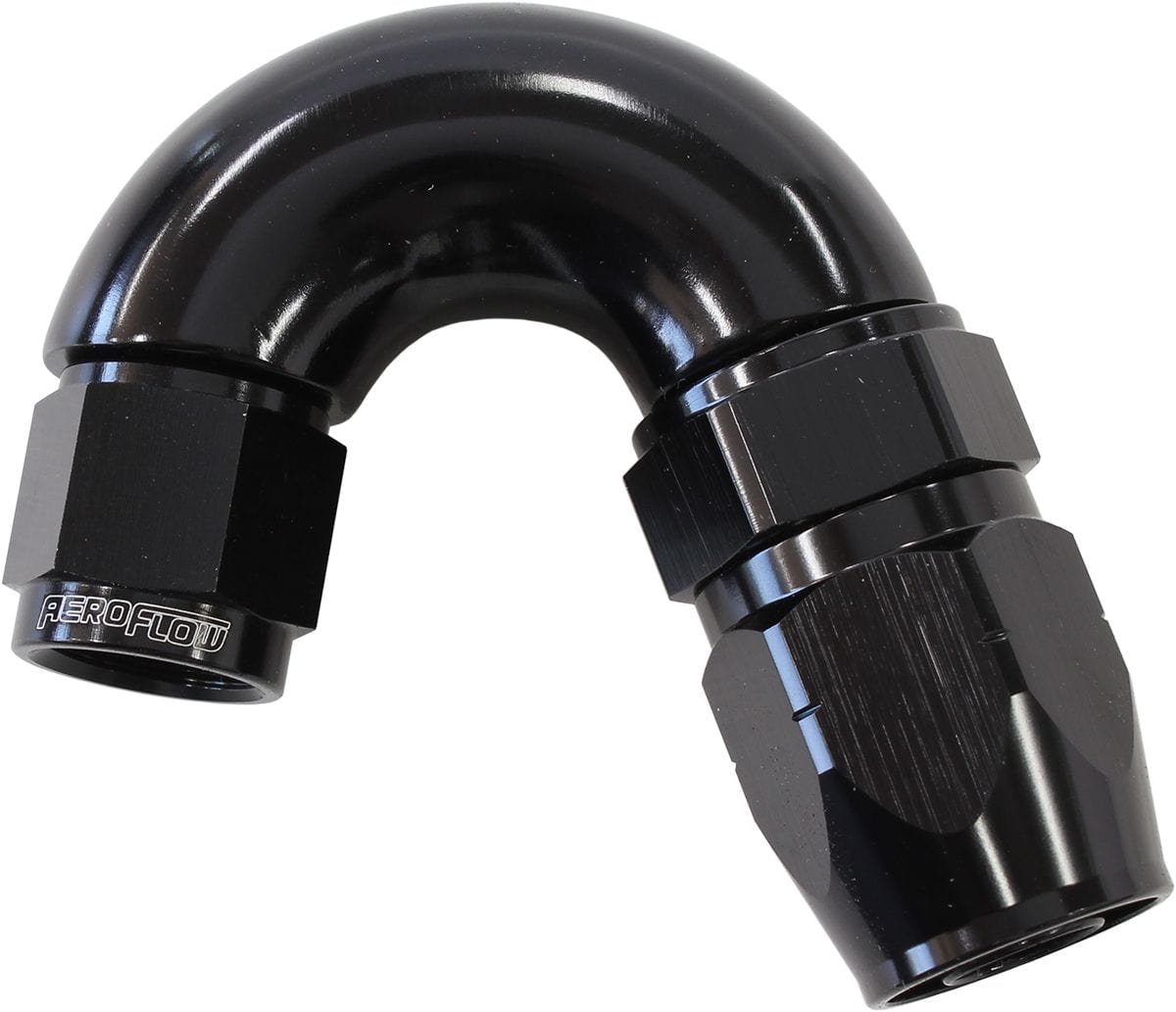 Aeroflow Performance Black Finish. Suits 100 & 450 Series Hose Aeroflow 550 Series Cutter Style One Piece Swivel 150° Stepped Hose End -6AN to -8 Hose A SR