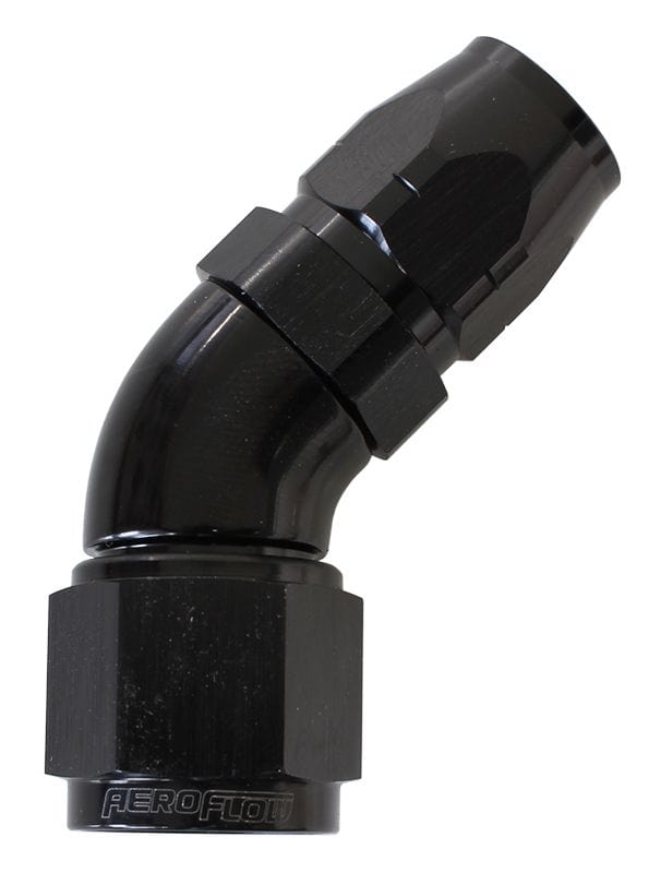 Aeroflow Performance Black Finish. Suits 100 & 450 Series Hose Aeroflow 550 Series Cutter Style One Piece Swivel 45° Stepped Hose End -12AN to -16 Hose SR