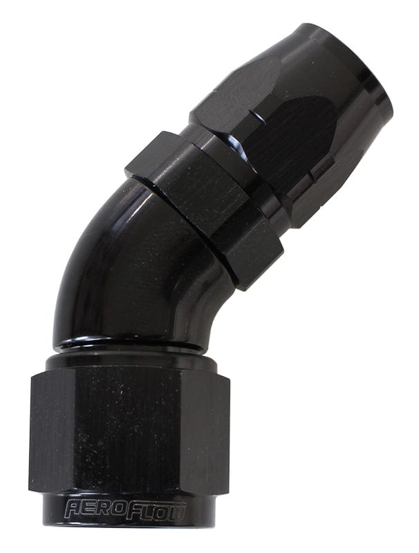 Aeroflow Performance Black Finish. Suits 100 & 450 Series Hose Aeroflow 550 Series Cutter Style One Piece Swivel 45° Stepped Hose End -8AN to -6 Hose AF SR