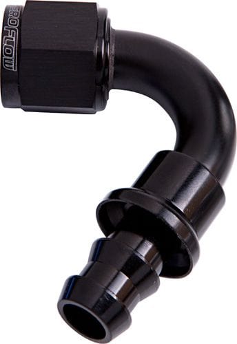 Aeroflow Performance Black Finish. Suits 400 & 500 Series Hose Aeroflow 400 Series Push Lock 120° Hose End -6AN AF404-06BLK SR
