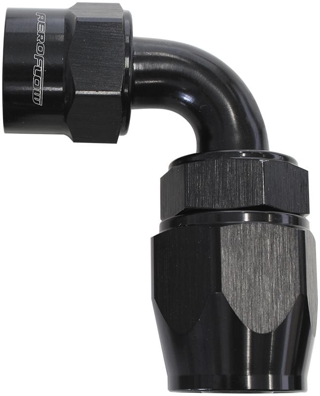 Aeroflow Performance Black Finish. Suits Kryptalon® Series Hose Aeroflow Kryptalon® Series Lightweight One Piece Swivel 90° Hose End -8AN AF7023-08 SR