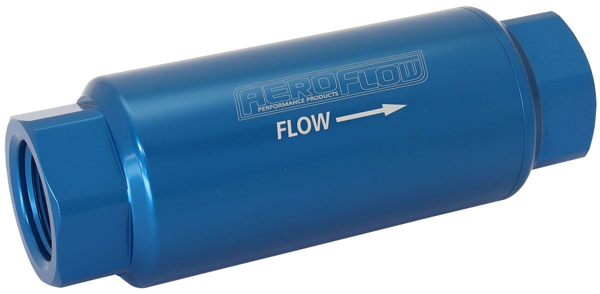 Aeroflow Performance Blue Finish. 5-1/2" x 1.97" Aeroflow 10 Micron Pro Filter with -12 ORB Ports AF66-2044-10 SR