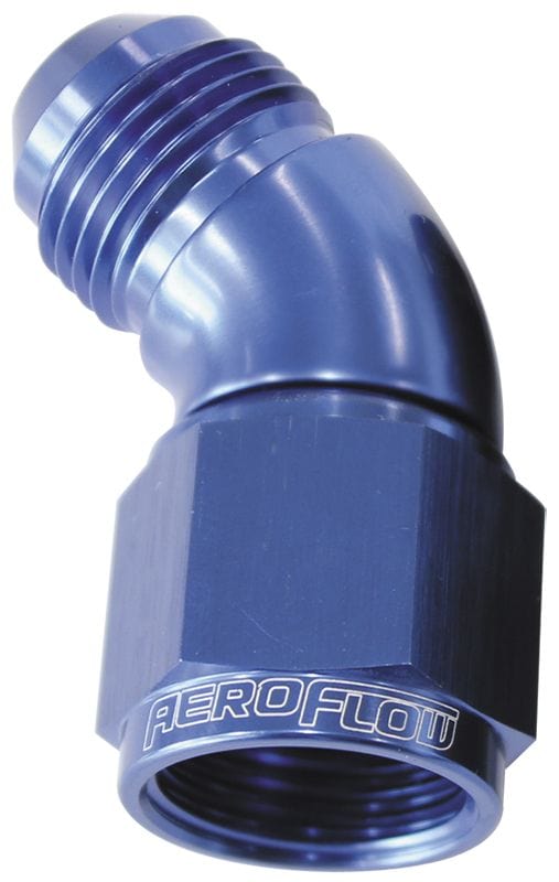 Aeroflow Performance Blue Finish Aeroflow 45° Full Flow Female/Male Flare Swivel -4AN AF542-04 SR