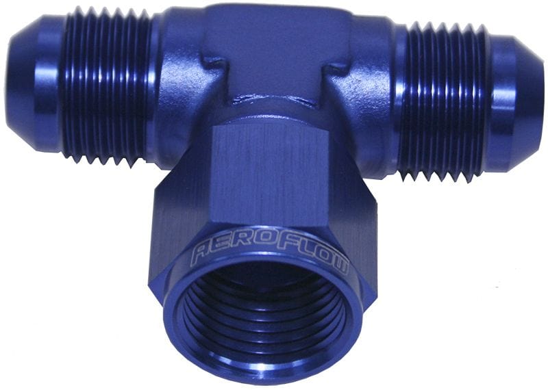 Aeroflow Performance Blue Finish Aeroflow AN Tee Female Swivel On Side -4AN AF144-04 SR
