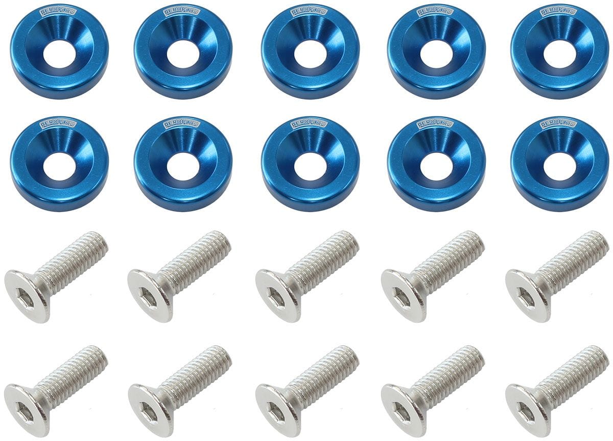Aeroflow Performance Blue Finish Aeroflow Billet Dress-Up/Fender Bolt Kit M8 x 1.25mm (20mm UHL) AF64-4374 SR