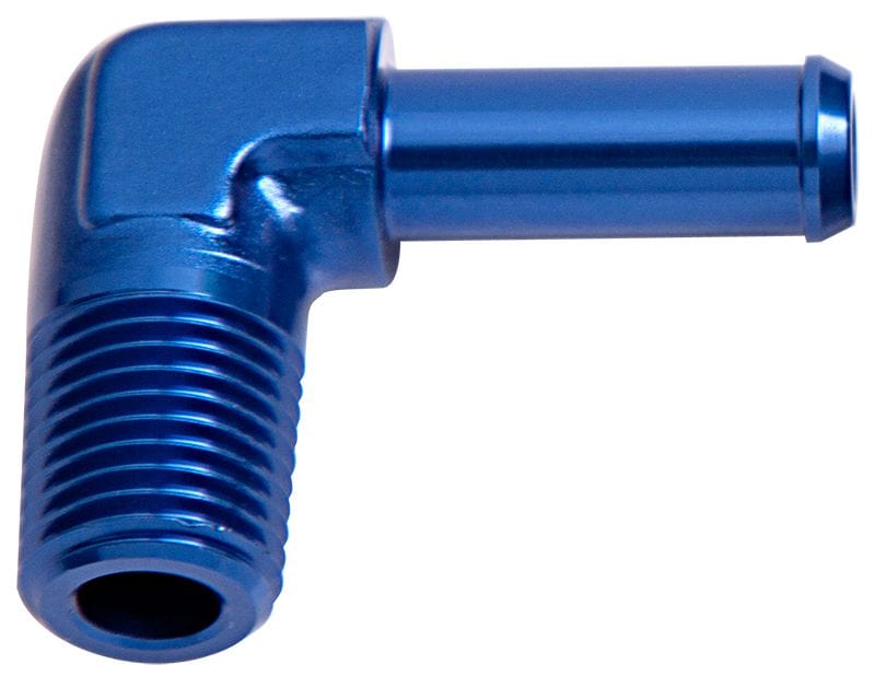 Aeroflow Performance Blue Finish Aeroflow Male NPT to Barb 90° Adapter 3/8" to 5/8" AF842-06-10 SR