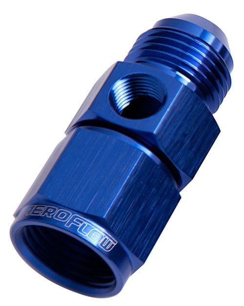 Aeroflow Performance Blue Finish Aeroflow Straight Female to Male with 1/8" Port -4AN AF140-04 SR