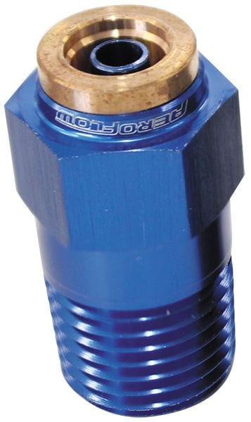 Aeroflow Performance Blue Finish. Suits 120 Series Nylon Hose Aeroflow 120 Series Straight 1/8" NPT to 3/16" Push to Connect Fitting AF121-02 SR