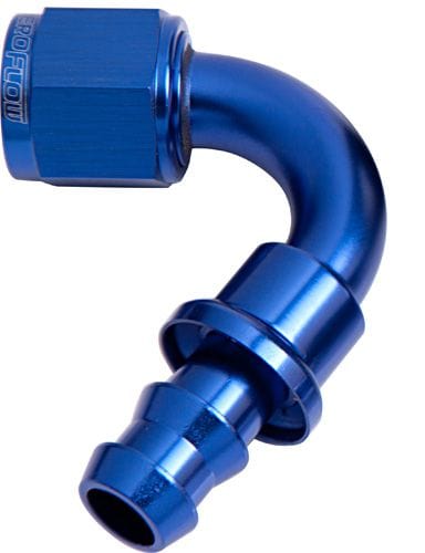Aeroflow Performance Blue Finish. Suits 400 & 500 Series Hose Aeroflow 400 Series Push Lock 120° Hose End -8AN AF404-08 SR