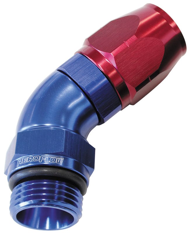 Aeroflow Performance Blue/Red Finish. Suits 100 & 450 Series Hose Aeroflow 45° Male ORB Full Flow Swivel Hose End -6 ORB to -6AN AF544-06-06 SR