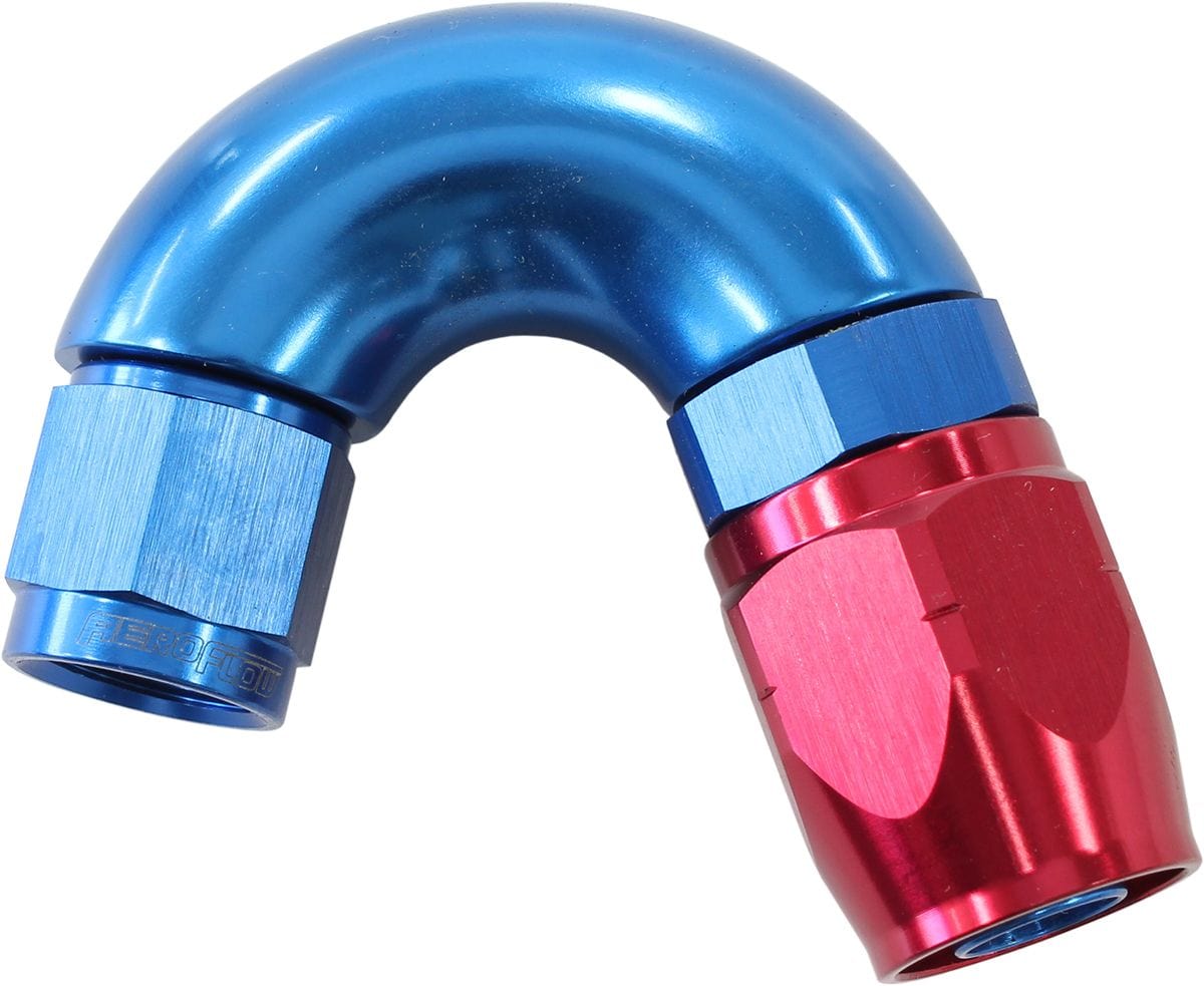 Aeroflow Performance Blue/Red Finish. Suits 100 & 450 Series Hose Aeroflow 550 Series Cutter Style One Piece Swivel 150° Stepped Hose End -6AN to -8 Hose A SR