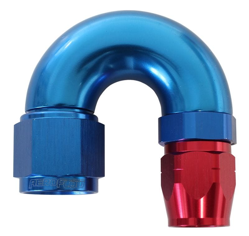 Aeroflow Performance Blue/Red Finish. Suits 100 & 450 Series Hose Aeroflow 550 Series Cutter Style One Piece Swivel 180° Stepped Hose End -10AN to -12 Hose SR