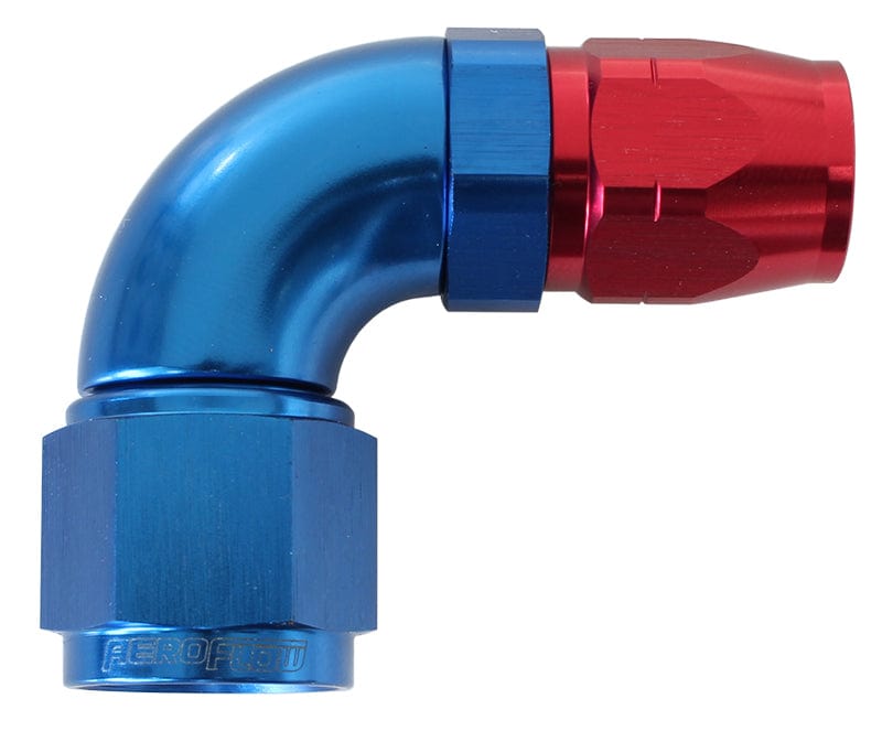 Aeroflow Performance Blue/Red Finish. Suits 100 & 450 Series Hose Aeroflow 550 Series Cutter Style One Piece Swivel 90° Stepped Hose End -10AN to -8 Hose A SR