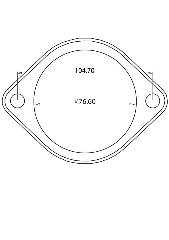2-Bolt Stainless Steel Flange 3" (76.2mm) I.D x 3/8" (9.52mm) Thick