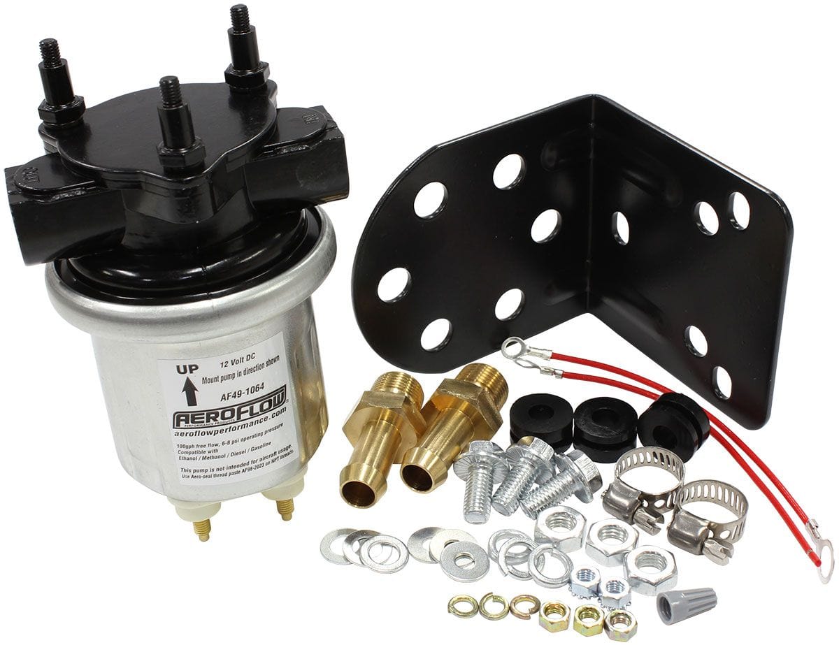 Aeroflow Performance Female 3/8" NPT threads Aeroflow Compact Silver 100 GPH Electric Fuel Pump 6-8 psi AF49-1064 SR