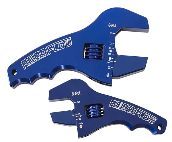 Aeroflow Performance Includes 1 x 3-1/2" Small & 1 x 4-1/2" Large Shorty Spanners Aeroflow Adjustable Grip AN Wrench Kit, Blue AF98-2039 SR