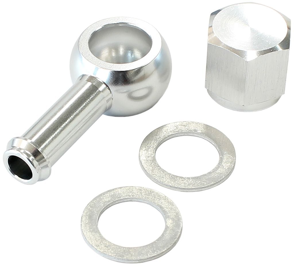 Aeroflow Performance Includes Banjo Fitting & Cap Aeroflow 90° Fuel Pump Banjo Kit - Silver AF49-1020S SR