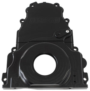 Aeroflow GM LS 2-Piece Billet Timing Cover - Black Finish AF64-4361BLK