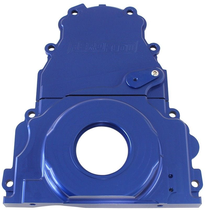 Aeroflow Performance Includes Mounting Hardware and Cam Sensor Plug Aeroflow GM LS 2-Piece Billet Timing Cover - Blue Finish AF64-4361 SR