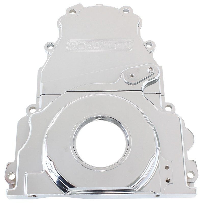Aeroflow Performance Includes Mounting Hardware and Cam Sensor Plug Aeroflow GM LS 2-Piece Billet Timing Cover - Chrome Finish AF64-4361C SR