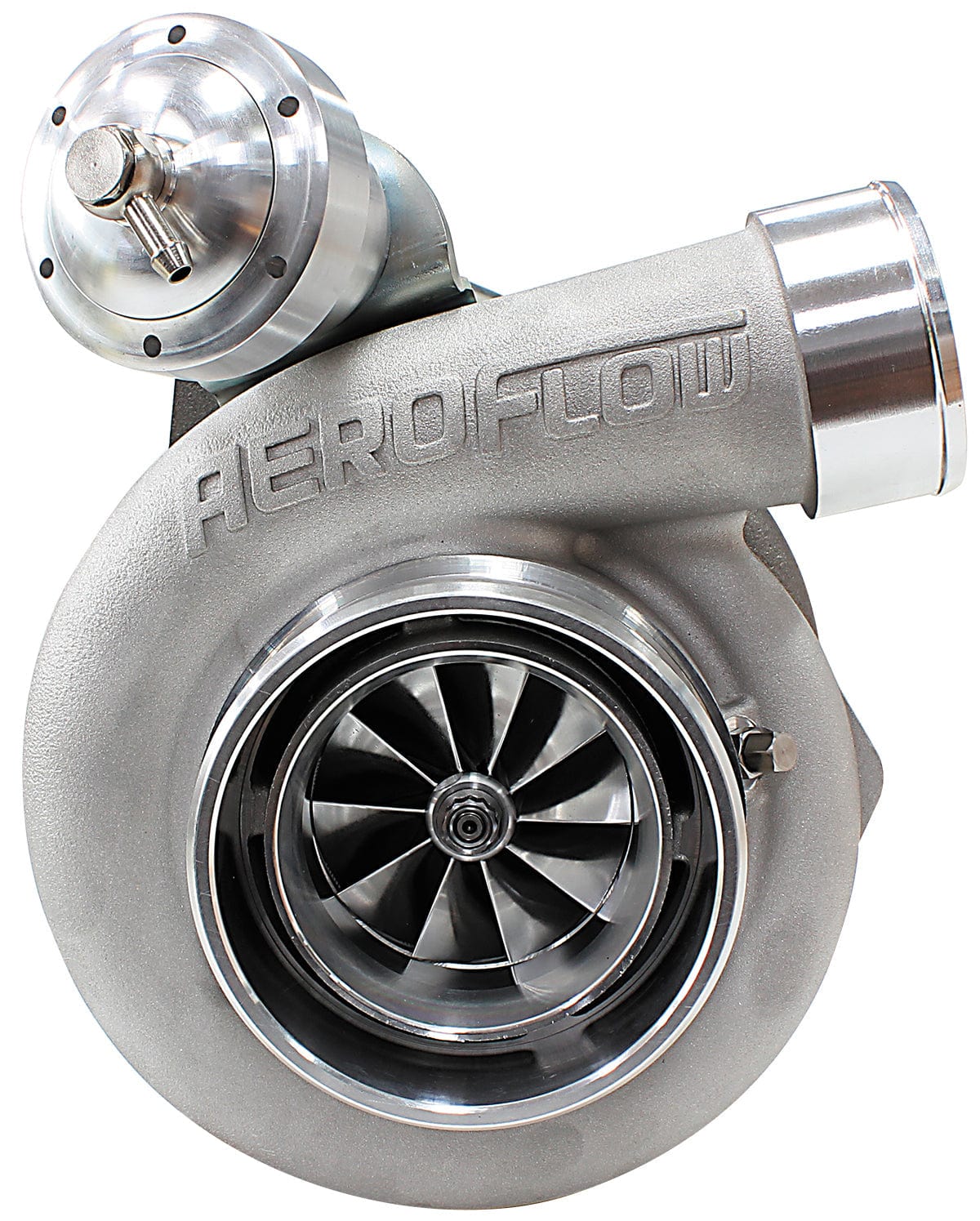 Aeroflow Performance Internal Wastegate, T3 Inlet Flange, BA-BF XR6 5-Bolt Exhaust Flange Aeroflow BOOSTED 6662 XR6 1.06 Turbocharger 825HP, Natural Cast Finish AF8005-3014 SR